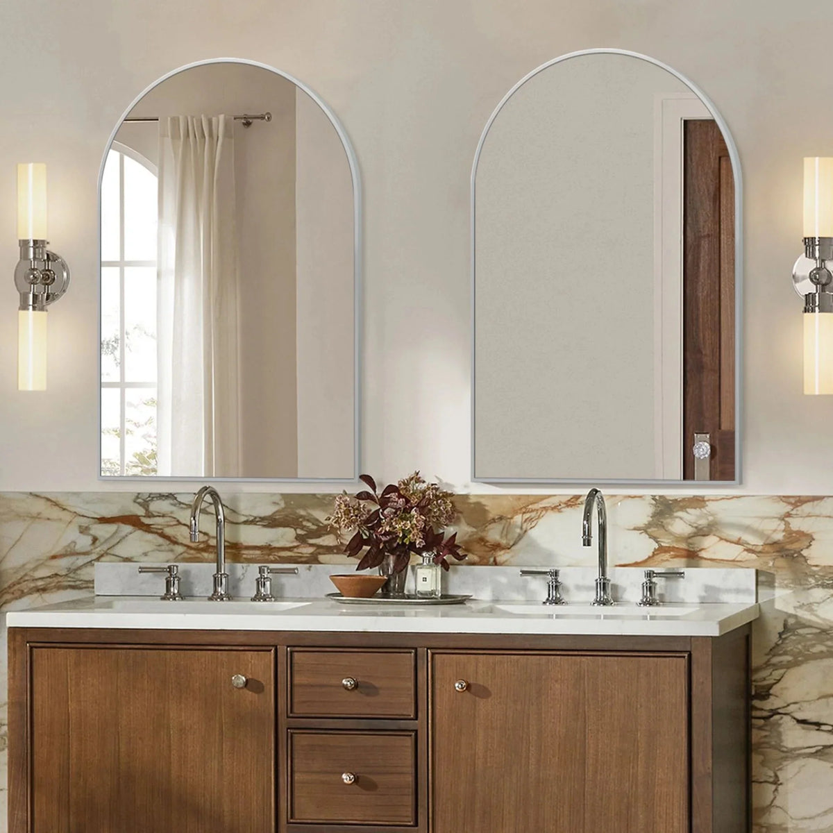2 Pack 36x24 Inch Arched Bathroom Vanity Mirrors. Wall Mounted Decorative Mirrors for Bathroom and Bedroom