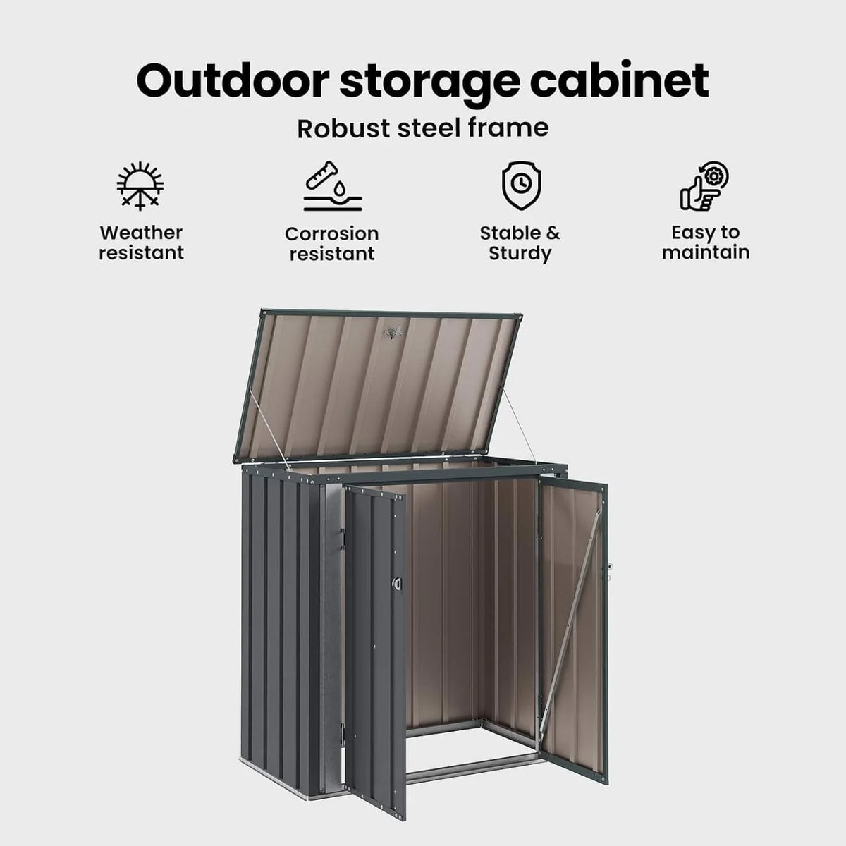 vidaXL Gartenlagerbox Schwarz 101.5 x 107 x 100 cm Stahl. Stylischer. rechteckiger Tisch für jeden Essbereich. pflegeleicht. Elegantes Design. vielseitig einsetzbar - EIN echtes Zuhause!