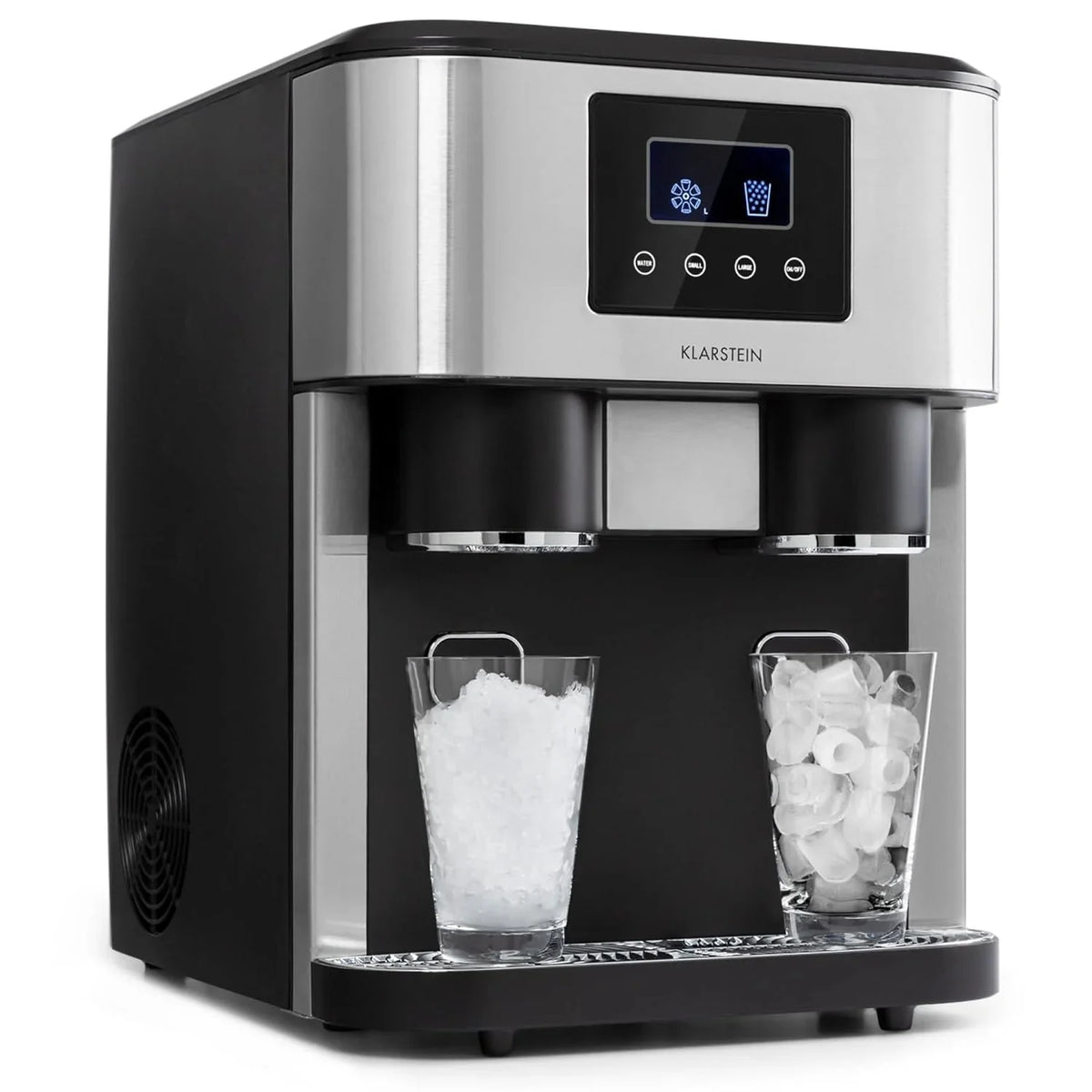 Klarstein Maquina de Hielo Doméstica. 1.8L. Gris oscuro. Ice Maker Encimera 15 kg. para Hacer Cubitos de Hielo y Picado en Casa. con Panel Táctil y