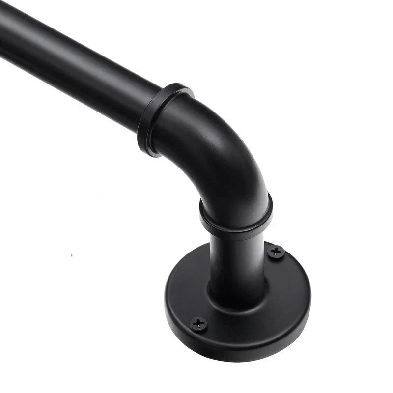1 Inch Industrial Curtain Rods for Windows. Blackout Wrap-Around Rods. Rustic Matte Black