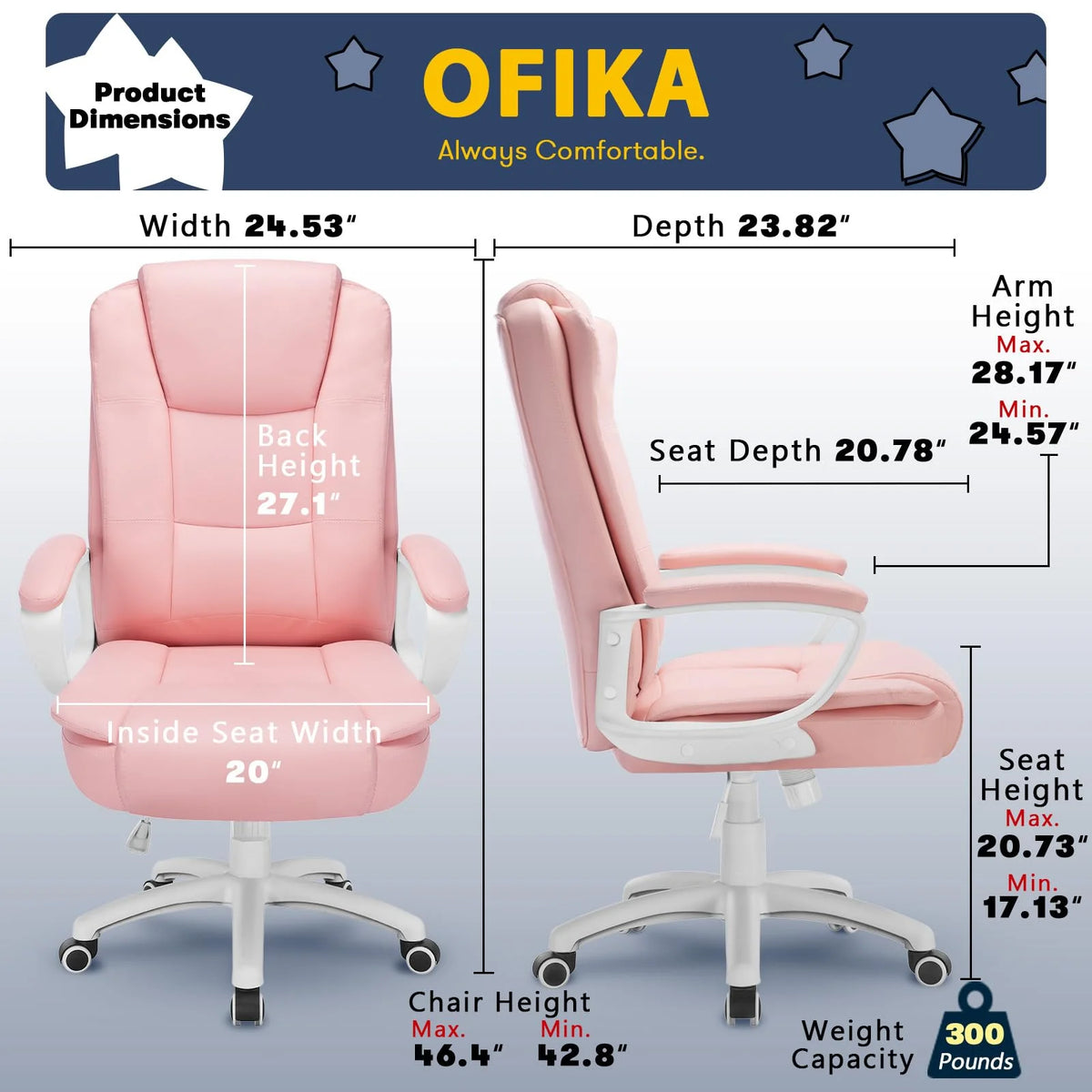 400 LBS Big and Tall Office Chair. Heavy Duty Ergonomic Computer Desk Chair for Home Office and Workspace