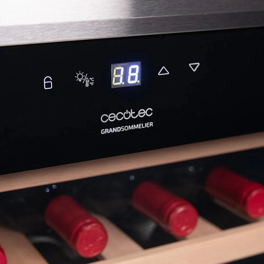 Cecotec Vinoteca 34 botellas Bolero grandsommelier 34030 inox compressor. 80 L. Enfriamiento por compresor. Temperatura regulable de 5 a 18oC. Control