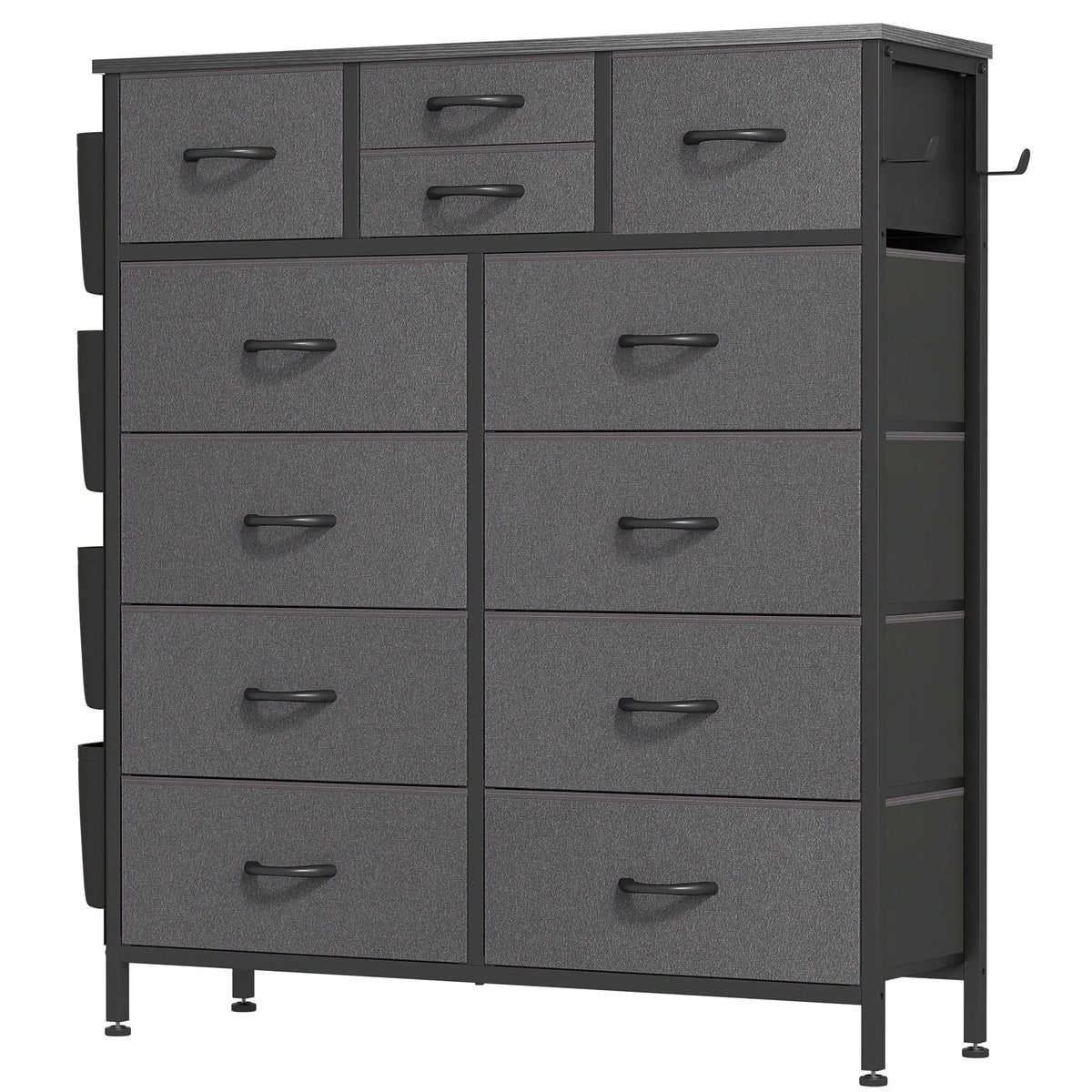 12 Drawer Fabric Dresser. Tall Bedroom Chest of Drawers with Storage