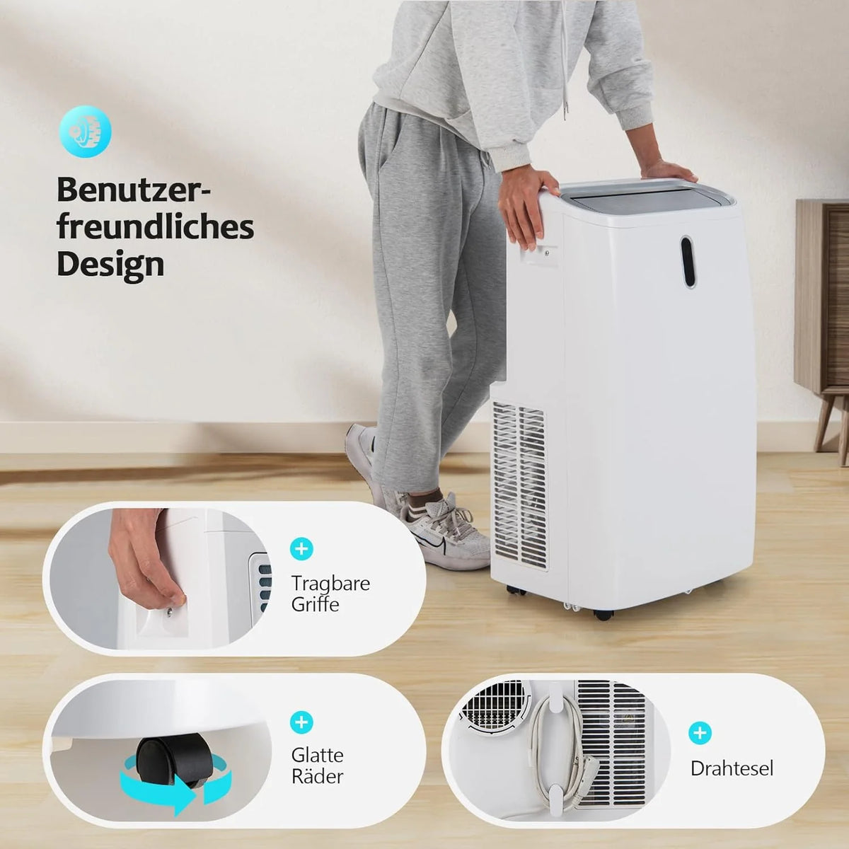 GOPLUS 16000 BTU Klimaanlage mit Abluftschlauch. 5 in 1 mobiles Klimagerät: Kühlen. Heizen. Entfeuchten. Belüften. Schlafmodus | für Raumgröße bis
