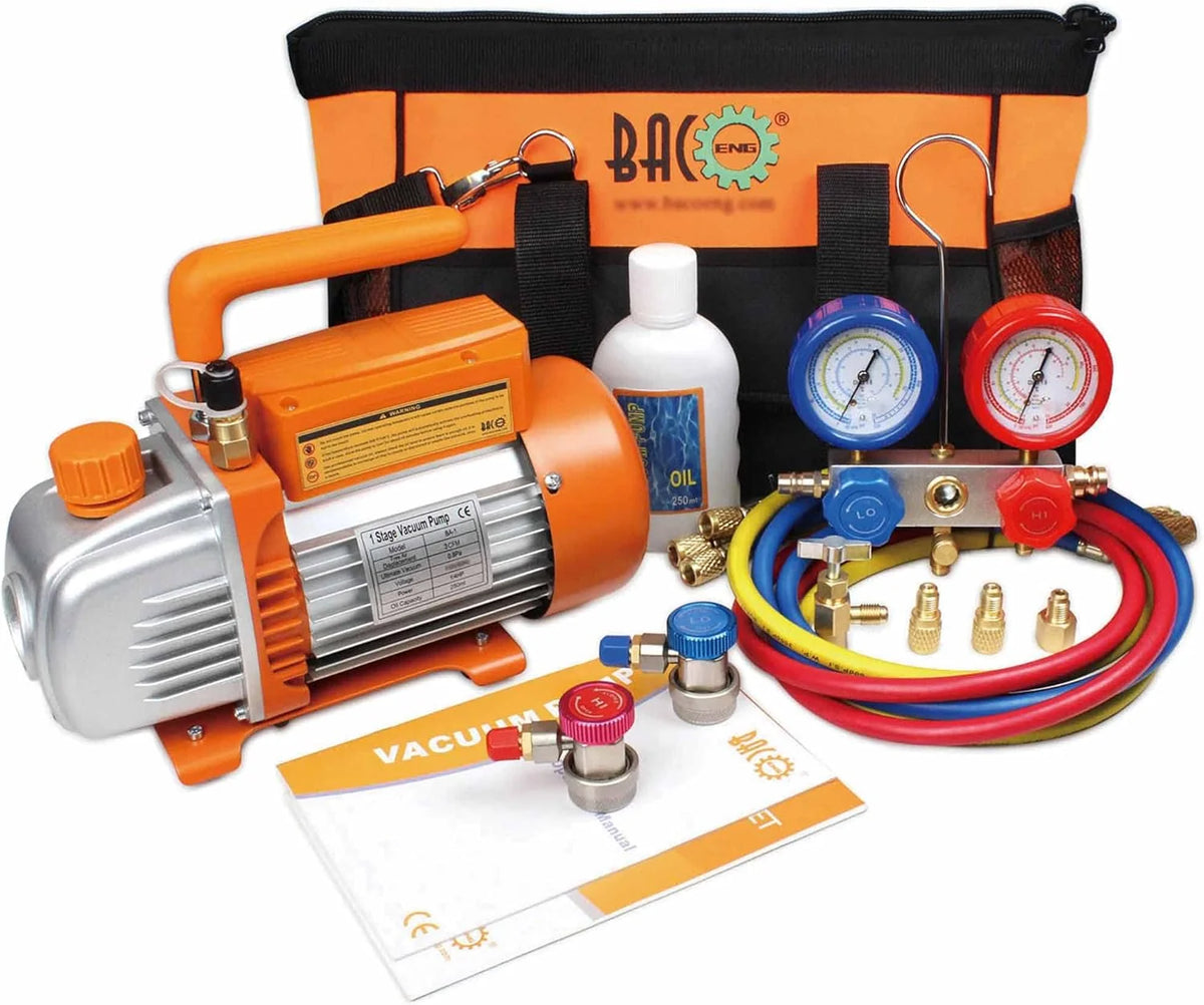 BACOENG Vakuumpumpe klimaanlage Set für HVAC/Auto AC Kältemittelaufladung. Klimaanlage Auto Befüllen Set Ideal für R134A R410A R407C R32