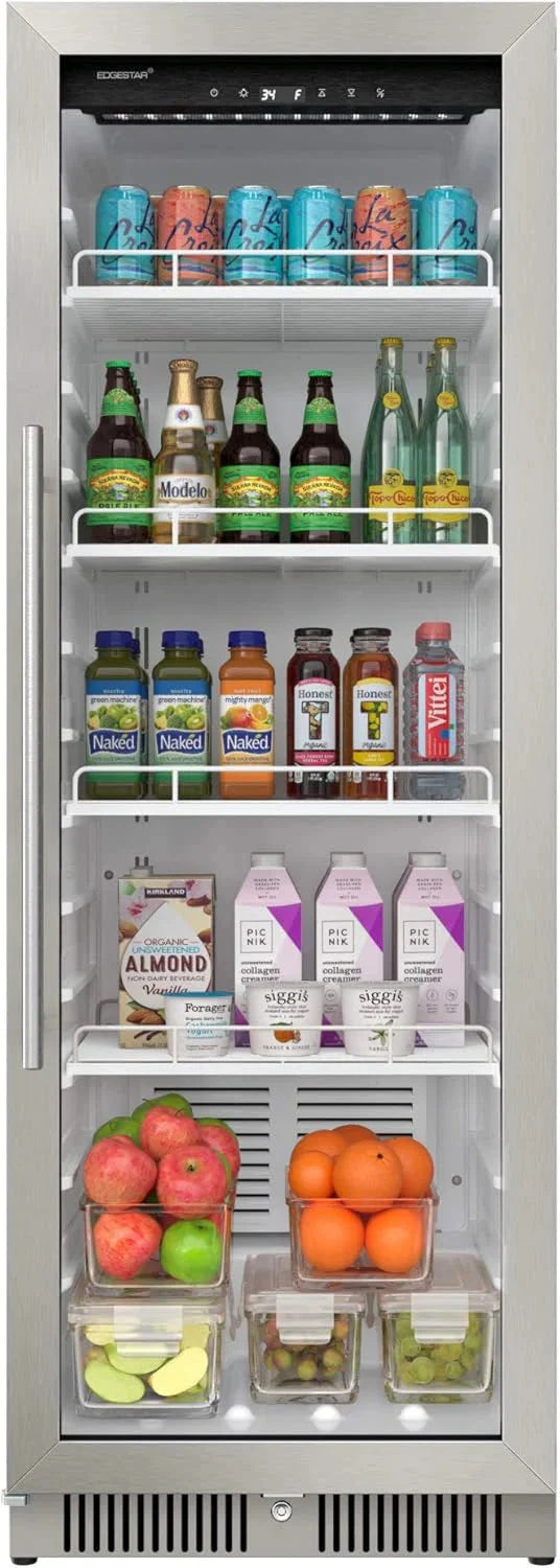22 Wide 10.1 Cu. Ft. Commercial Beverage Merchandiser – Stainless Steel. Temp Alarm. Reversible Door