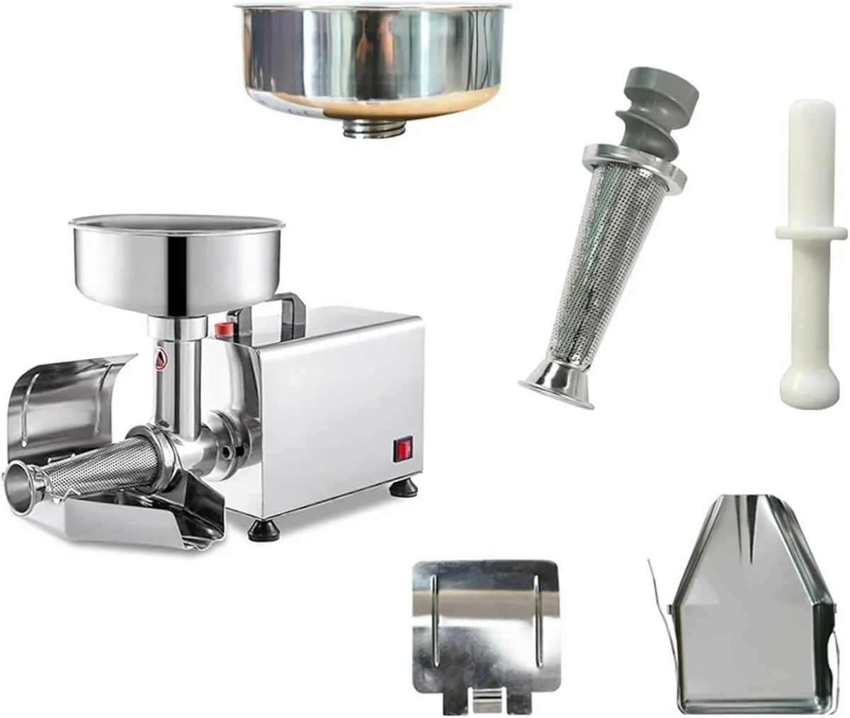 Prensa eléctrica de tomates y colador. procesador de alimentos comercial de acero inoxidable para salsa y jugo. 220 V