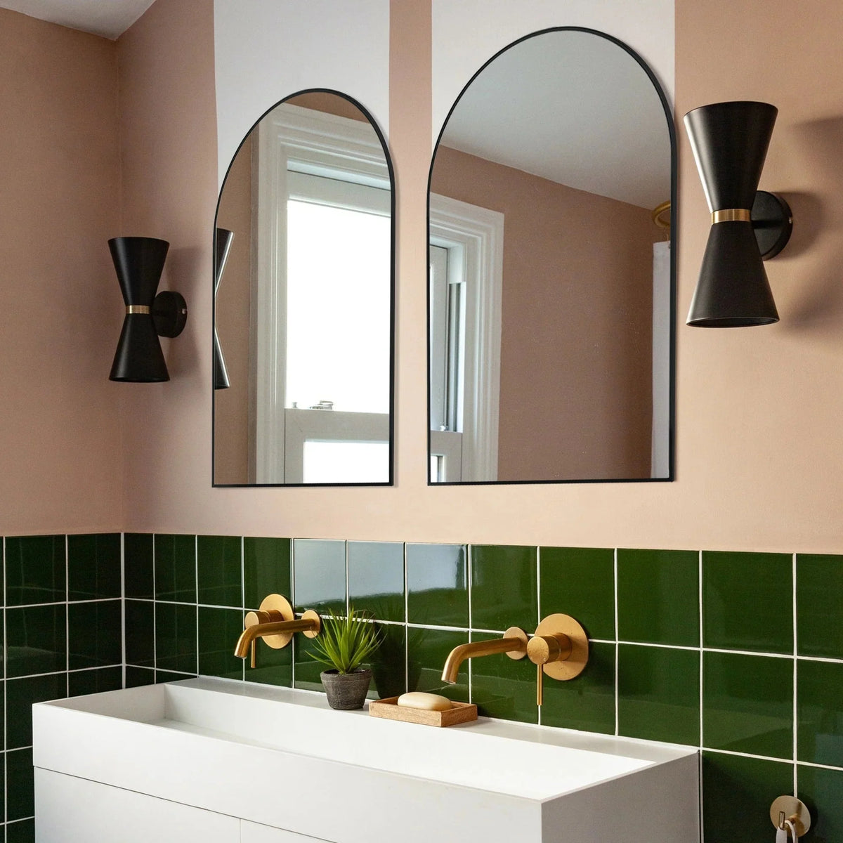 2 Pack 36x24 Inch Arched Bathroom Vanity Mirrors. Wall Mounted Decorative Mirrors for Bathroom and Bedroom