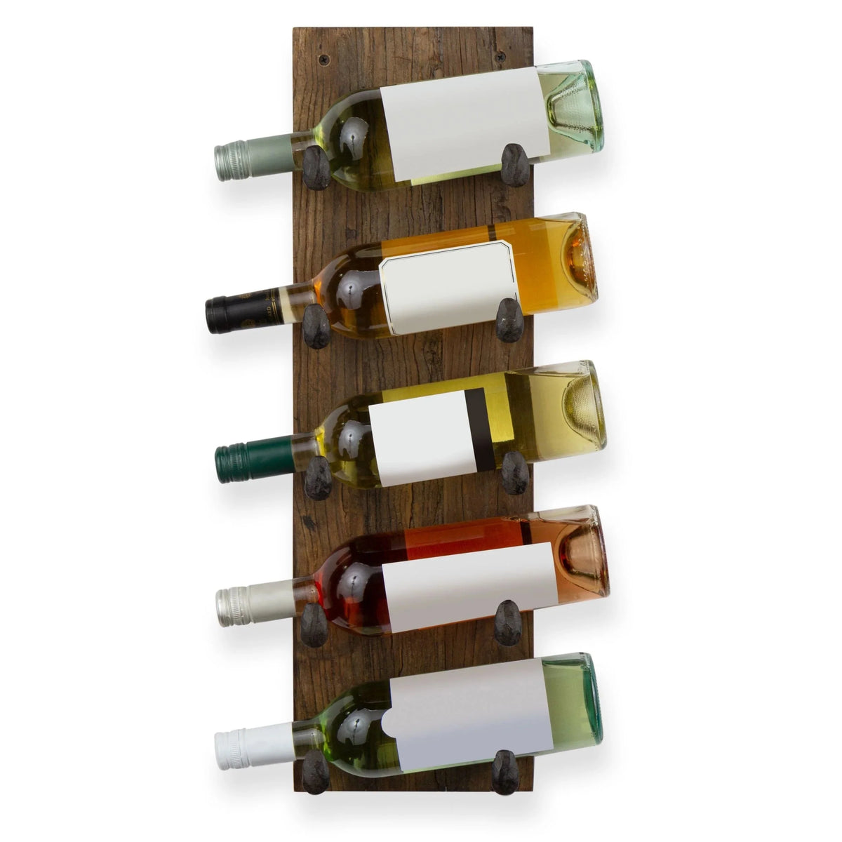 5 Bottle Wood Wall Mounted Wine Rack. Walnut Finish Bottle Holder for Kitchen. Dining Room and Home Bar