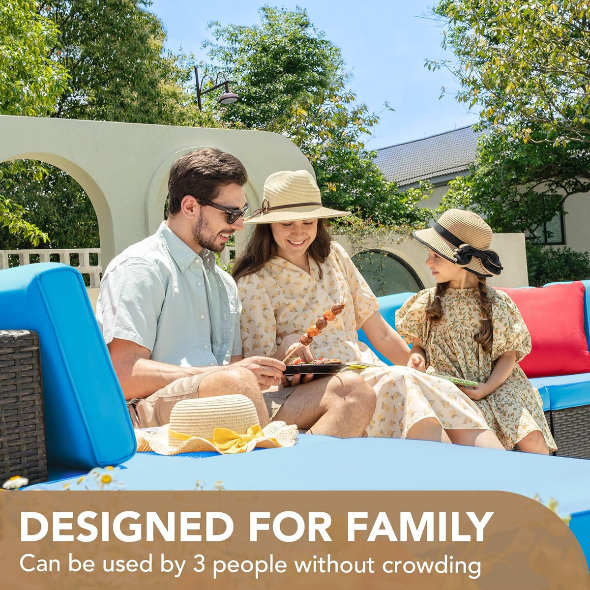 5-Piece All-Weather Patio Furniture Set with Cushions. Outdoor Wicker Conversation Sofa Set for Garden. Deck & Backyard