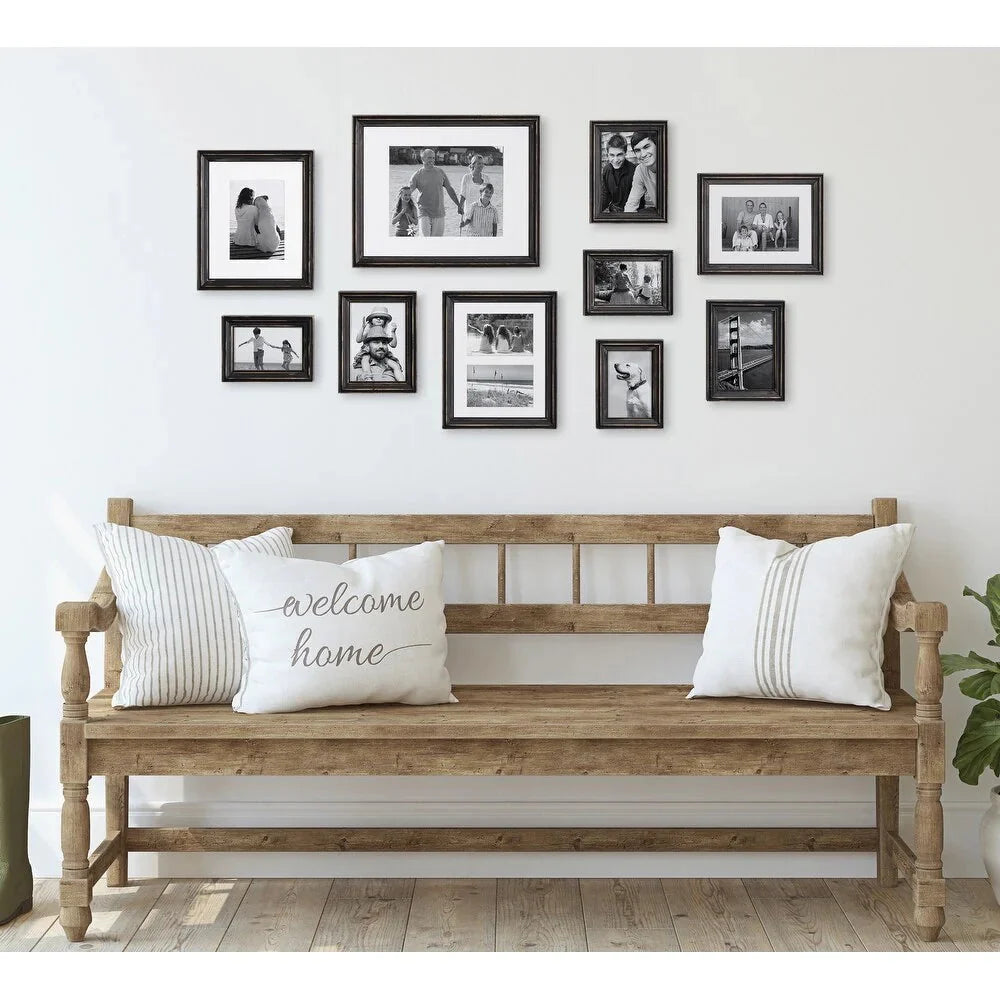 10-Piece Wood Gallery Wall Picture Frame Set. Decorative Photo Display Frames for Living Room. Bedroom and Home Decor