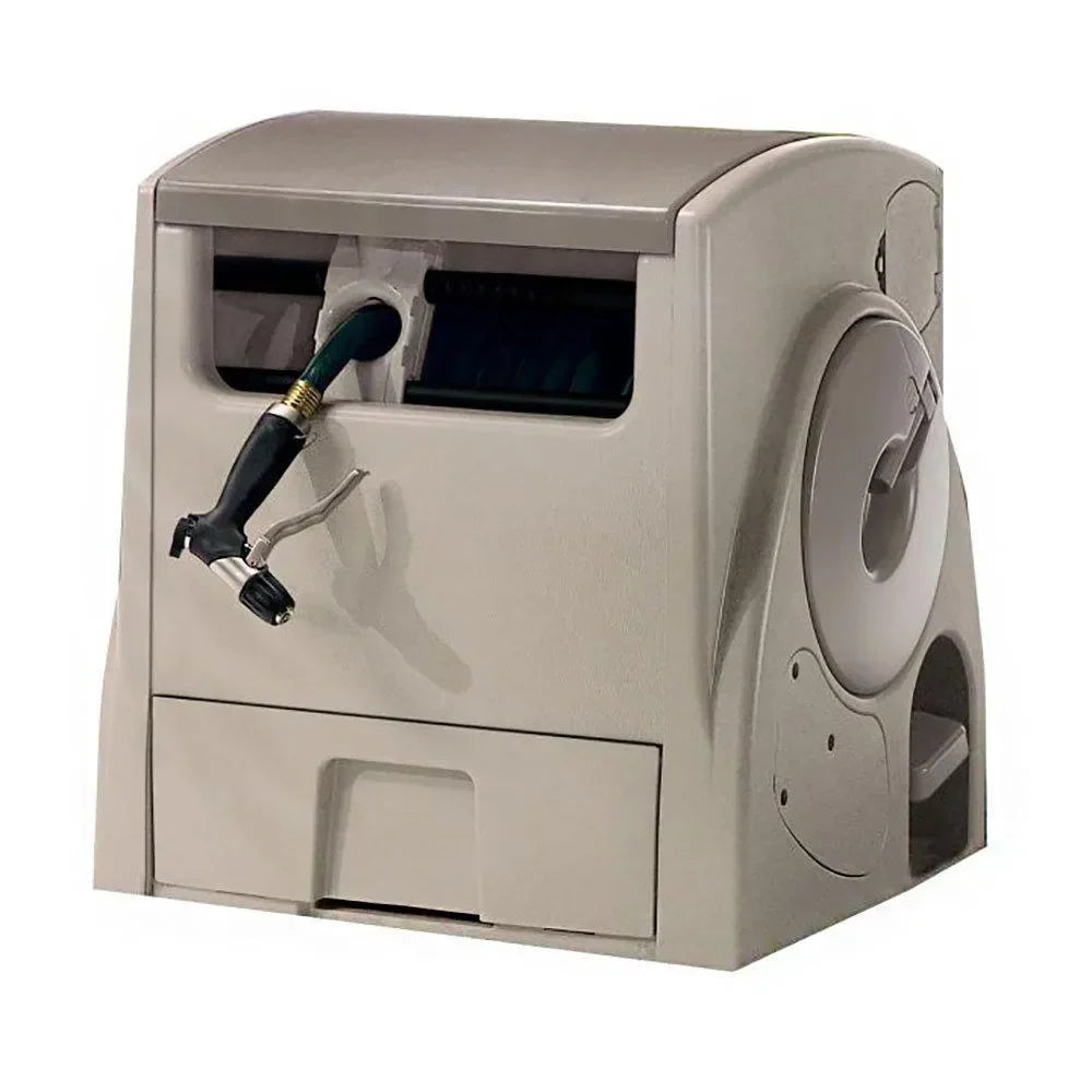 100 ft.Auto Power Rewind Hose Reel. Light Taupe
