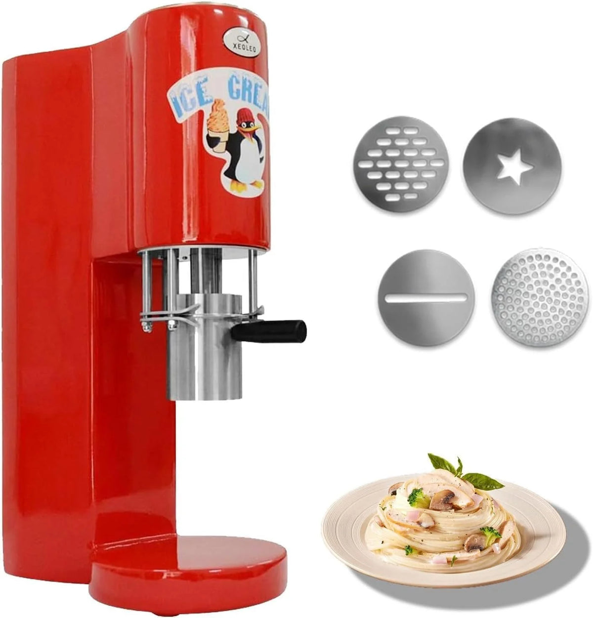 Kommerzielle Spaghetti-Eismaschine. 28–30 l/h. professionelle Gelato-Eis-Nudelmaschine mit 4 verschiedenen Nudelformen. for Catering und Soft-Serve-