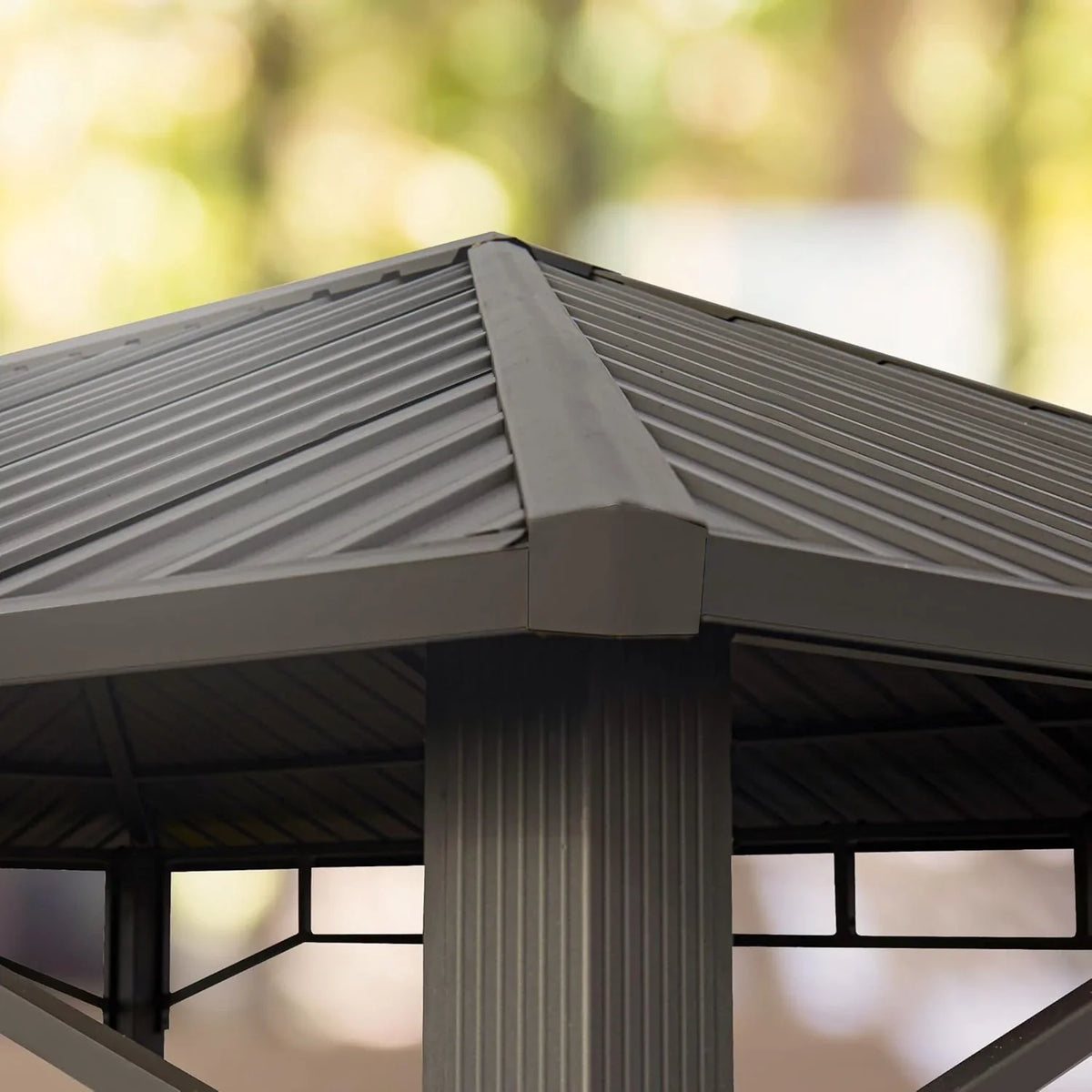 TOOLPORT Gartenpavillon 3x3 m Stahldach Hardtop 4 Seitenteile in Grau. Pfosten 9x9 cm