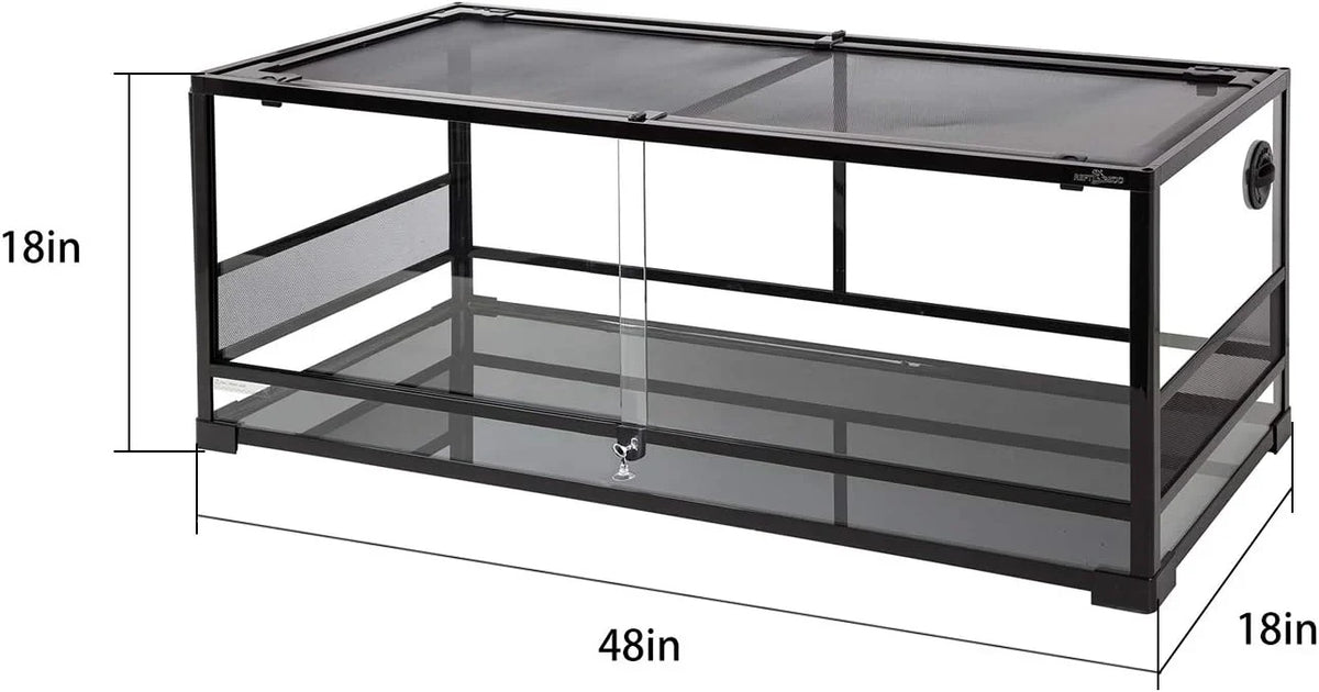 67-Gallon Reptile Terrarium with Sliding Glass Doors. 48 x 18 x 18 Inches