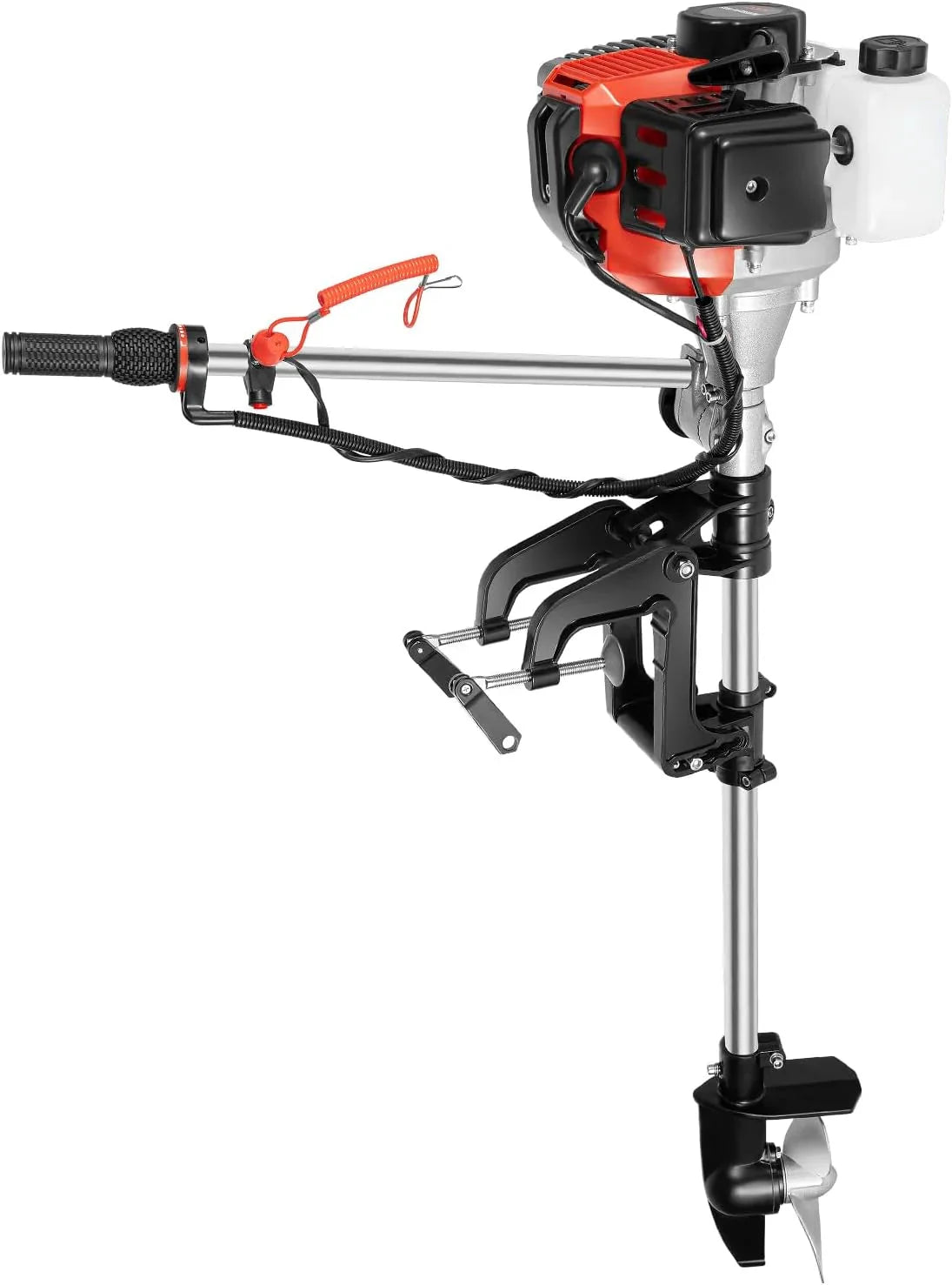2.3HP 2 Stroke Outboard Motor. 52cc Marine Boat Motor with Air Cooling System. Manual Pull Start for Fishing Boats Water Motor Tools. CDI Ignition