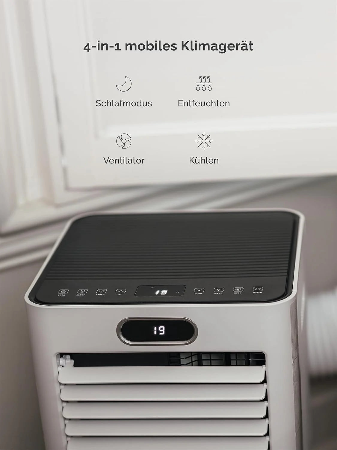 MeacoCool MC Series Pro 10000 BTU Mobile Klimaanlage mit App-Steuerung. Fernbedienung. Energieklasse A. leise (53 dB). 4-in-1 Kühlung. 18–28 m².