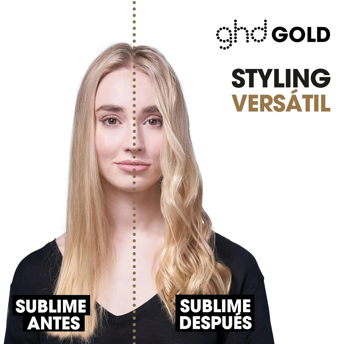 ghd Gold - Plancha de Pelo Profesional Para un Cabello Liso y Brillante - Para Todo Tipo de Cabello - Color Negro. (Enchufe Europeo)