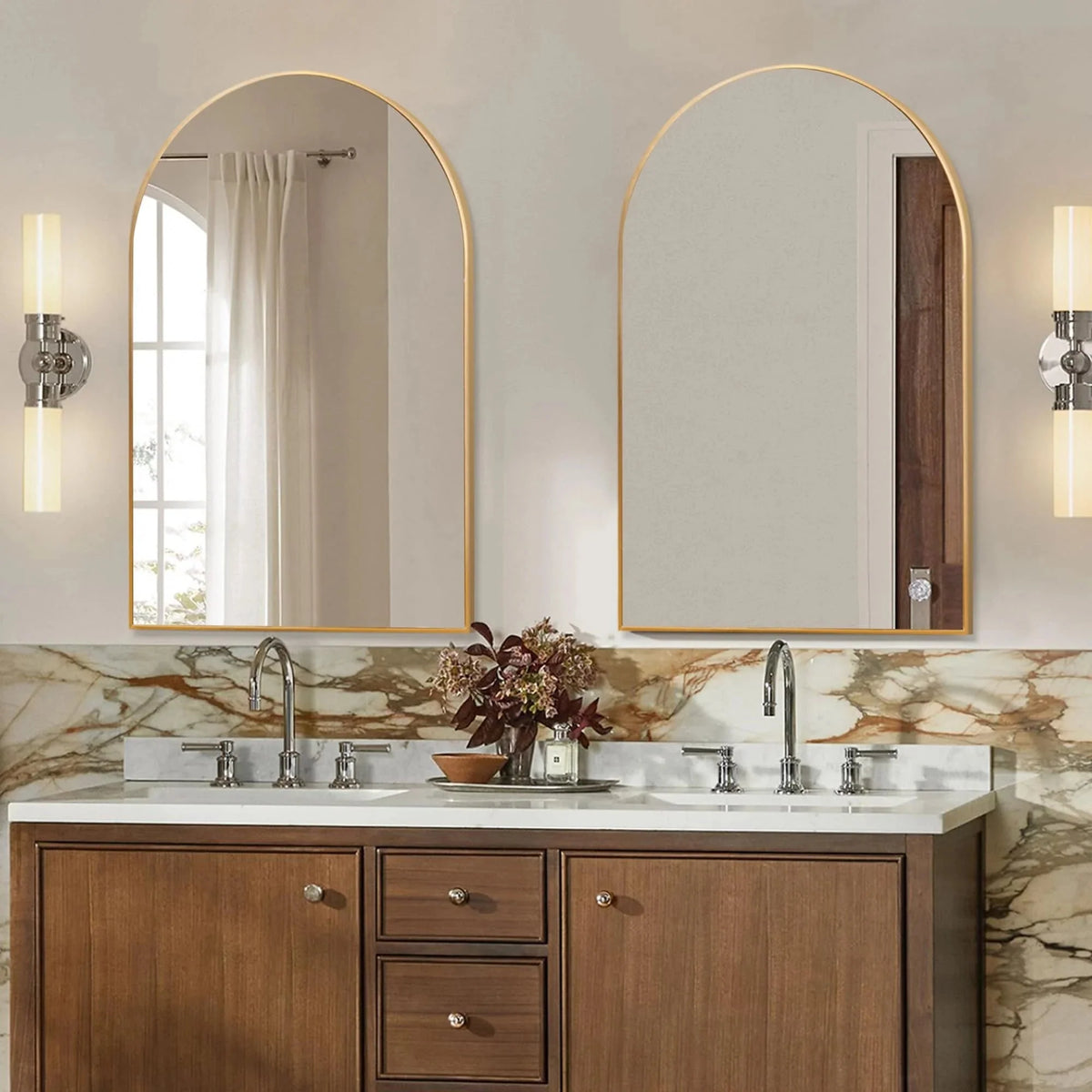 2 Pack 36x24 Inch Arched Bathroom Vanity Mirrors. Wall Mounted Decorative Mirrors for Bathroom and Bedroom