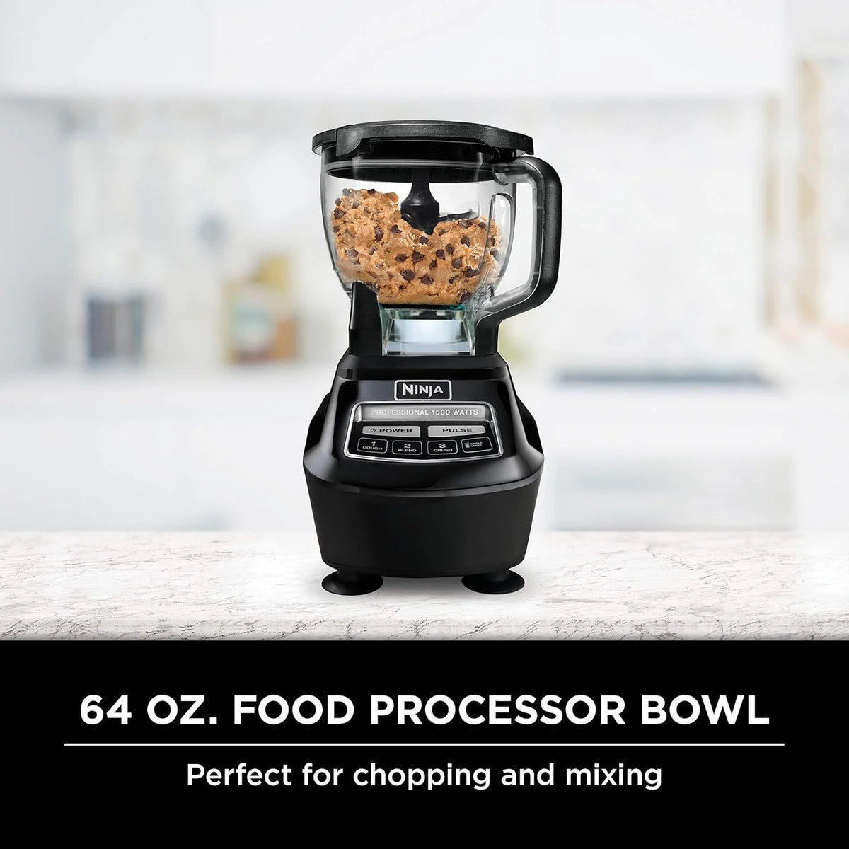 1500W Blender and Food Processor System with 72-Oz. Pitcher. 64-Oz. Bowl and 16-Oz. To-Go Cups. Black