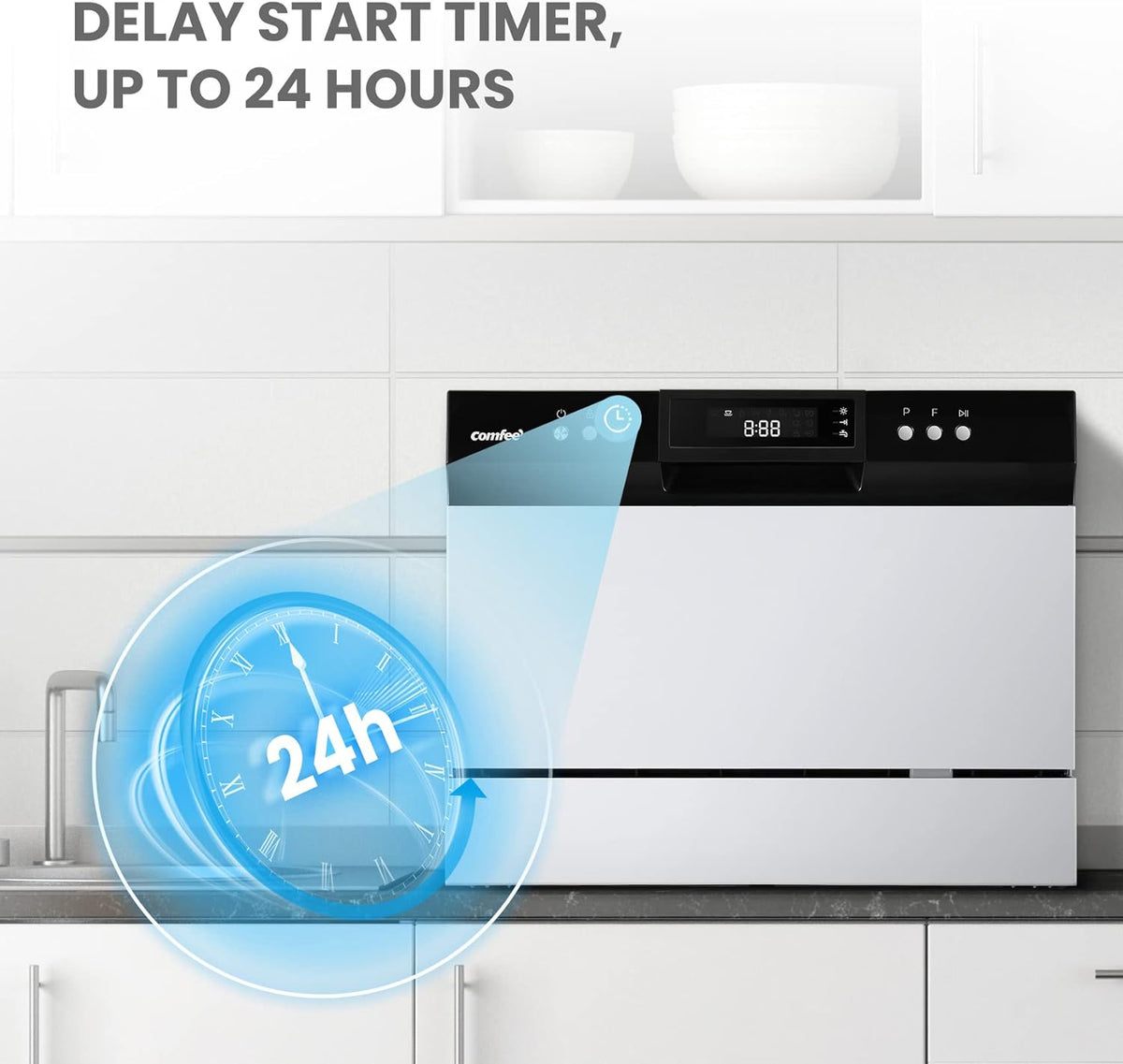 Desktop dishwasher. Energy Star portable dishwasher. 6 dish settings. small dishwasher with 8 washing programs. high-speed operation. baby care. energy-saving and glass material. dormitory dishwasher. RV and apartment dishwasher