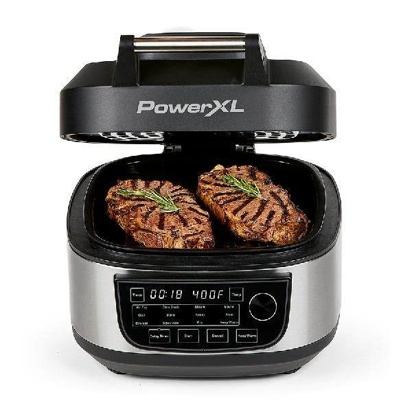 6-Qt 12-in-1 Grill and Air Fryer Combo. 1550W. Stainless Steel