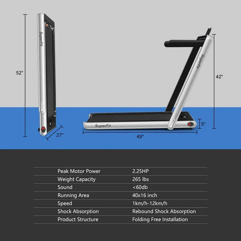 2-in-1 Folding Electric Treadmill. 2.25 HP. Under-Desk. with Dual Display and Smart App Control