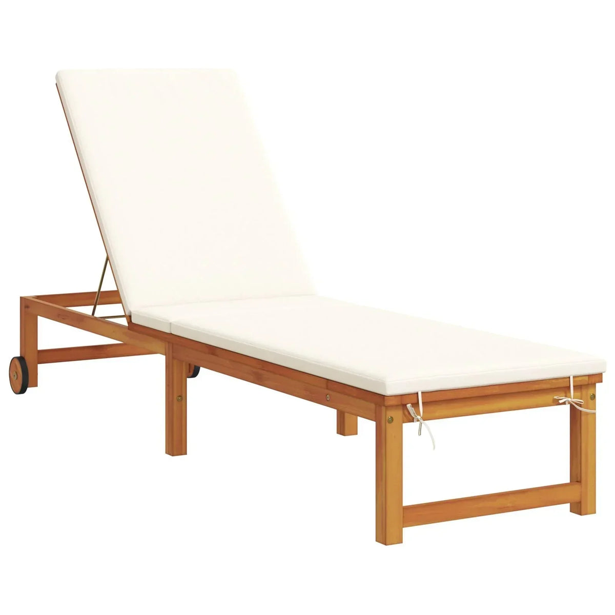 2025 Tumbonas 2 pcs con Mesa y Cojines de Madera Maciza de Acacia. Tumbona con Cojines Crema de Madera Maciza de Acacia. Mesa Lateral de Jardín