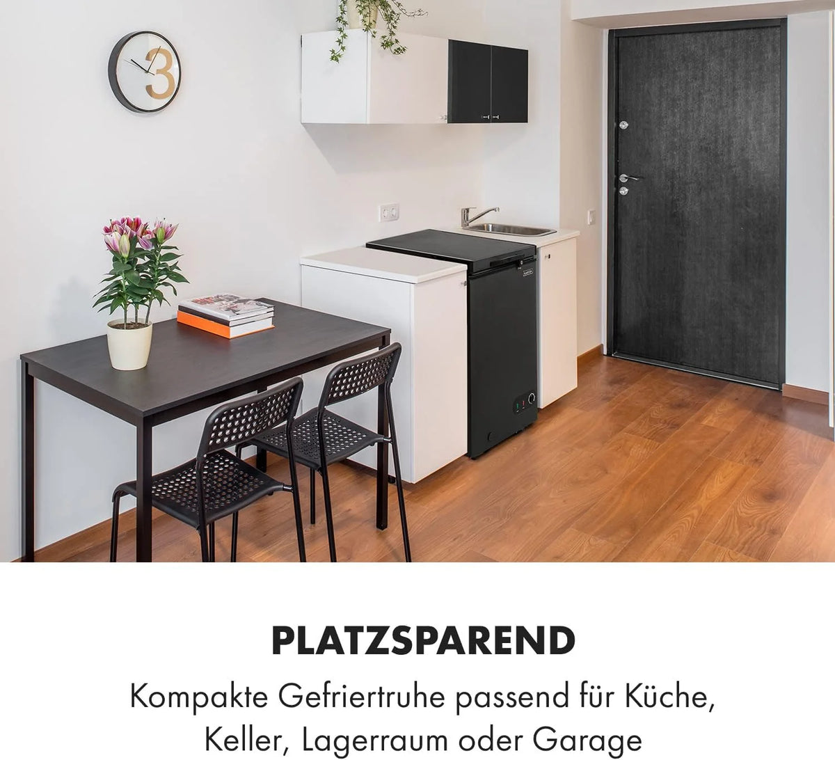 Klarstein Gefriertruhe Klein und Schmal. Freistehende Kleine Gefriertruhe. 78 Liter Tiefkühltruhe. Kleine Kühltruhe mit Einhängekorb.