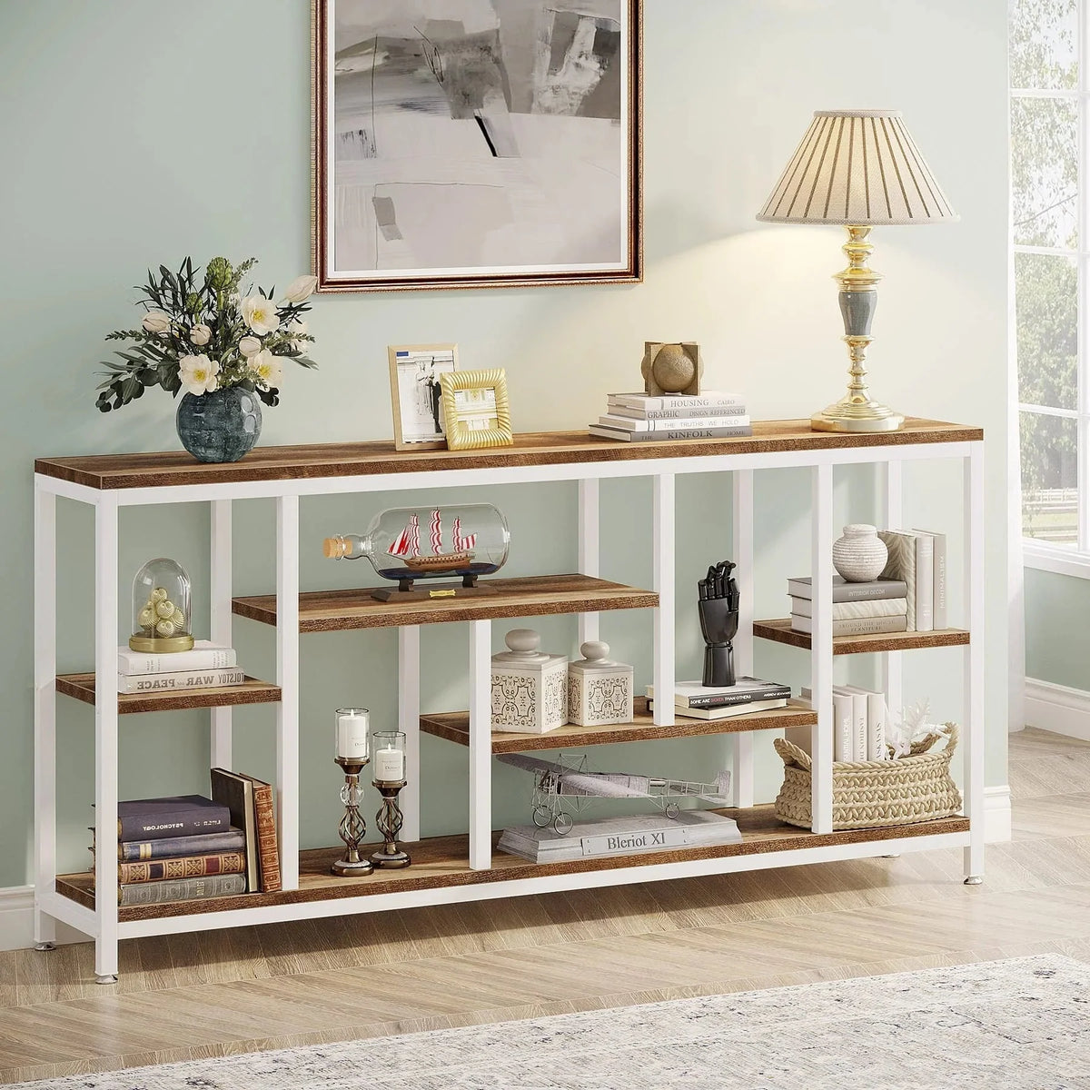 70.9 Inch Console Sofa Table with Storage. 3-Tier Entryway Table for Hallway