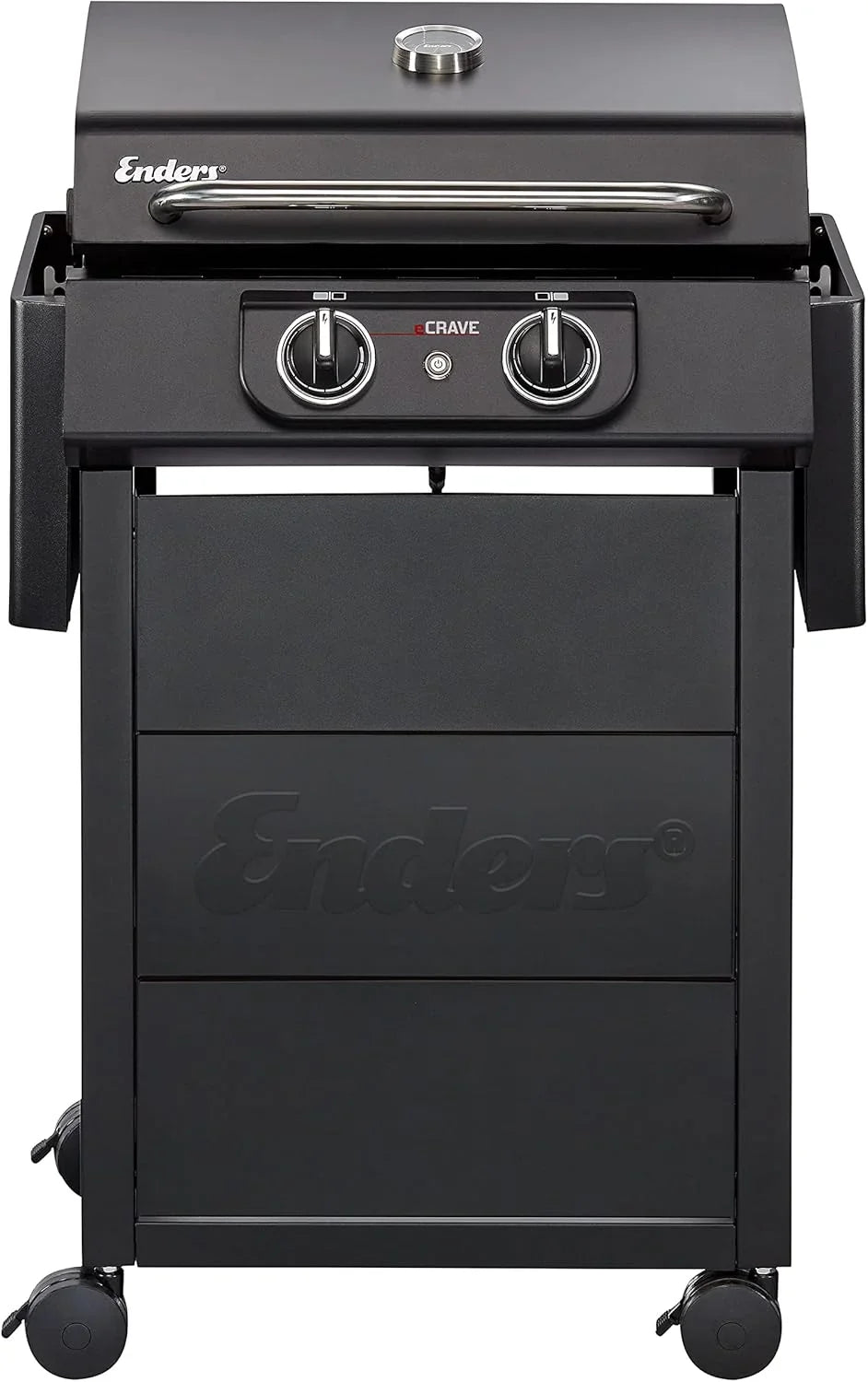 Enders Elektrogrill eCRAVE 2. mit Gussrost. Grillwagen mit viel Stauraum. SIMPLE CLEAN Reinigungssystem. 2 leistungsstarke Heizelemente. formstabile