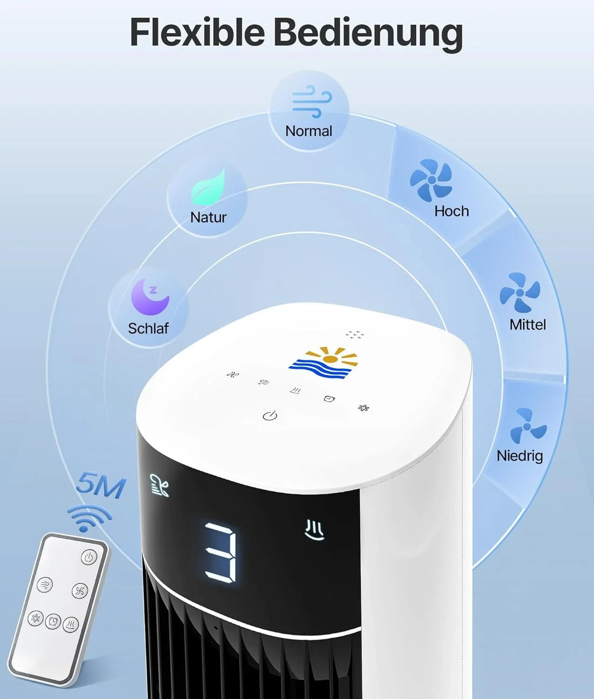 Turmventilator Luftkühler mit Wasserkühlung - Mobile Klimaanlage ohne Abluftschlauch. Ventilator mit Kühlung Leise. 3 Modi-12H Timer-Aroma-