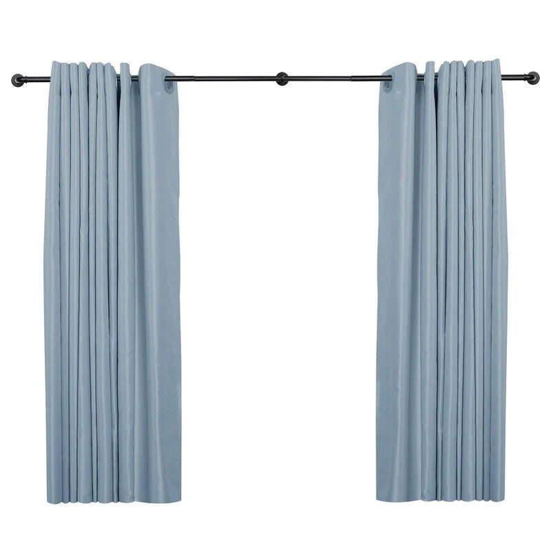 1 Inch Industrial Curtain Rods for Windows. Blackout Wrap-Around Rods. Rustic Matte Black