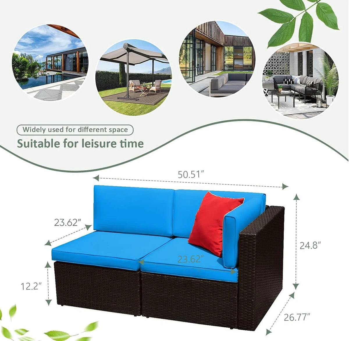 5-Piece All-Weather Patio Furniture Set with Cushions. Outdoor Wicker Conversation Sofa Set for Garden. Deck & Backyard