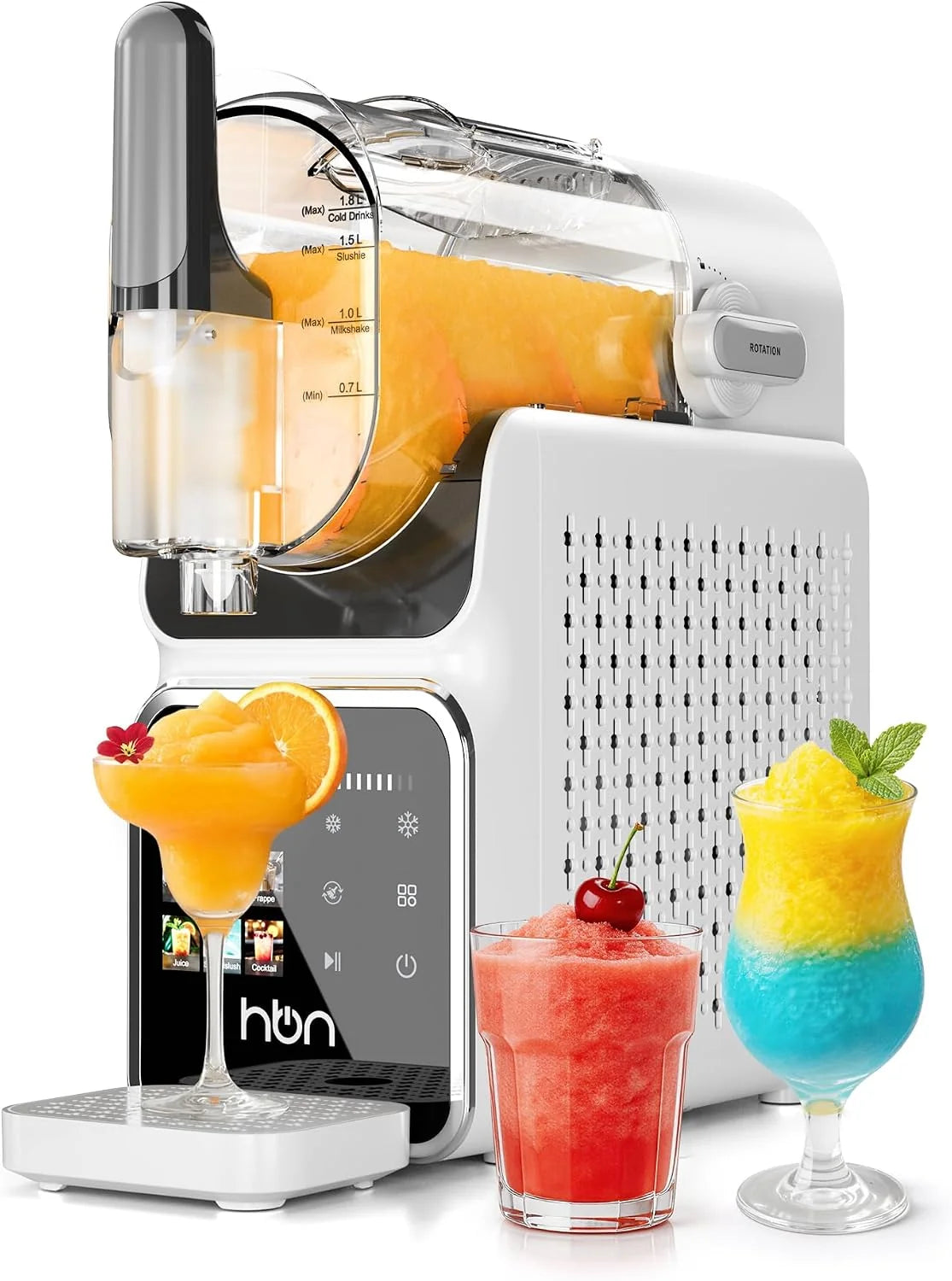 HBN Slush Maschine 2L Softeismaschine für Zuhause mit Selbstreinigende. kein Eis nötig. 6 Programme für Slushies. Cocktails. Margaritas. Frappés &