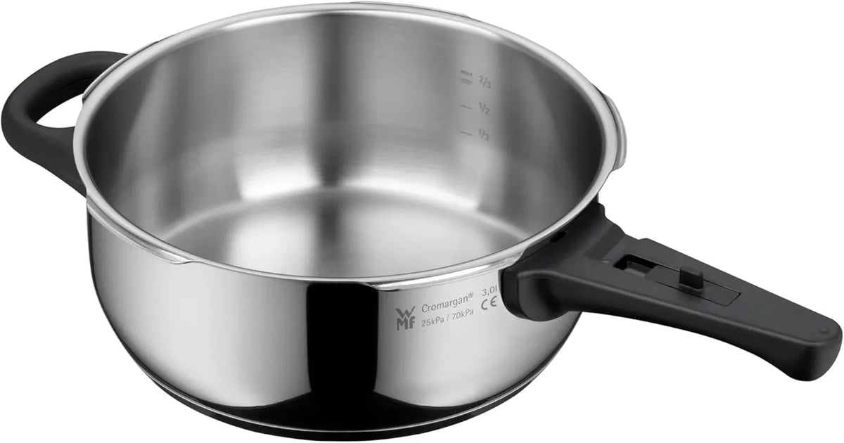 WMF Perfect One Pot Schnellkochtopf Induktion Set 2-teilig. Dampfkochtopf 4.5l. 3l. großes Kochsignal. 2 Kochstufen. abnehmbarer Deckelgriff. für alle