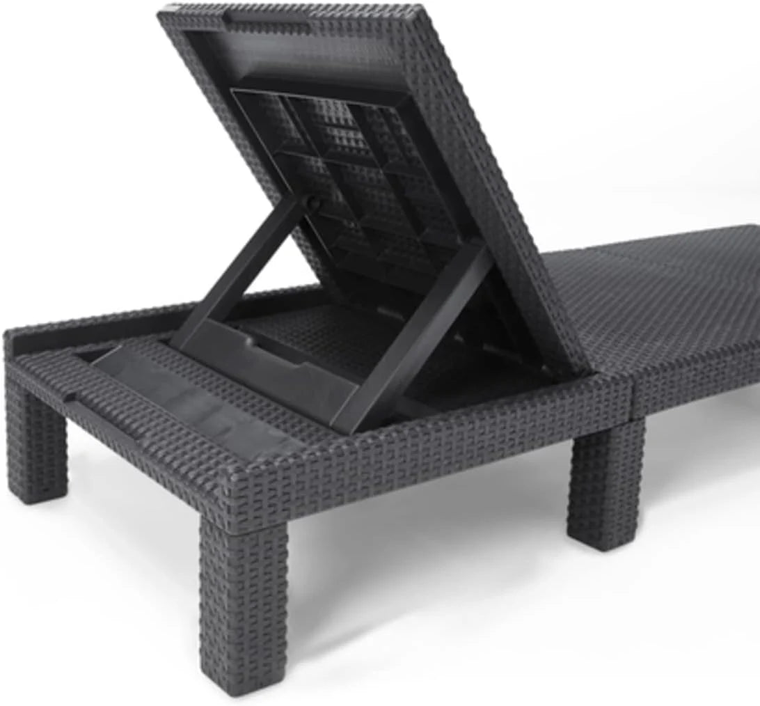 Allibert by Keter Daytona Deluxe Sonnenliege für Garten. Terrasse & Balkon mit verstellbarem Kopfteil. grau. inkl. Auflage. Gartenliege aus Kunststoff