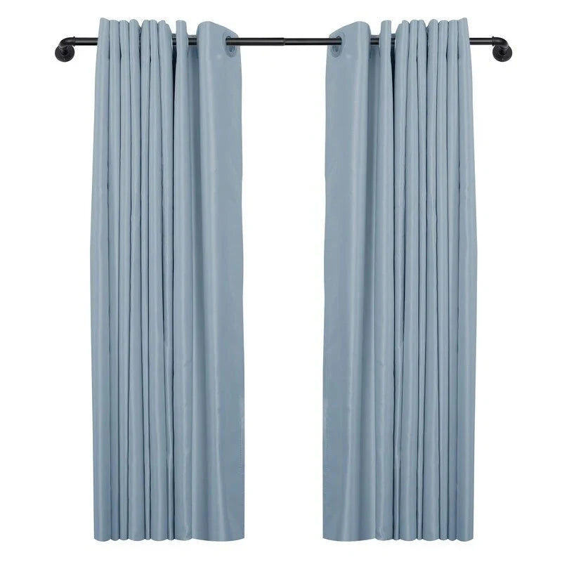 1 Inch Industrial Curtain Rods for Windows. Blackout Wrap-Around Rods. Rustic Matte Black