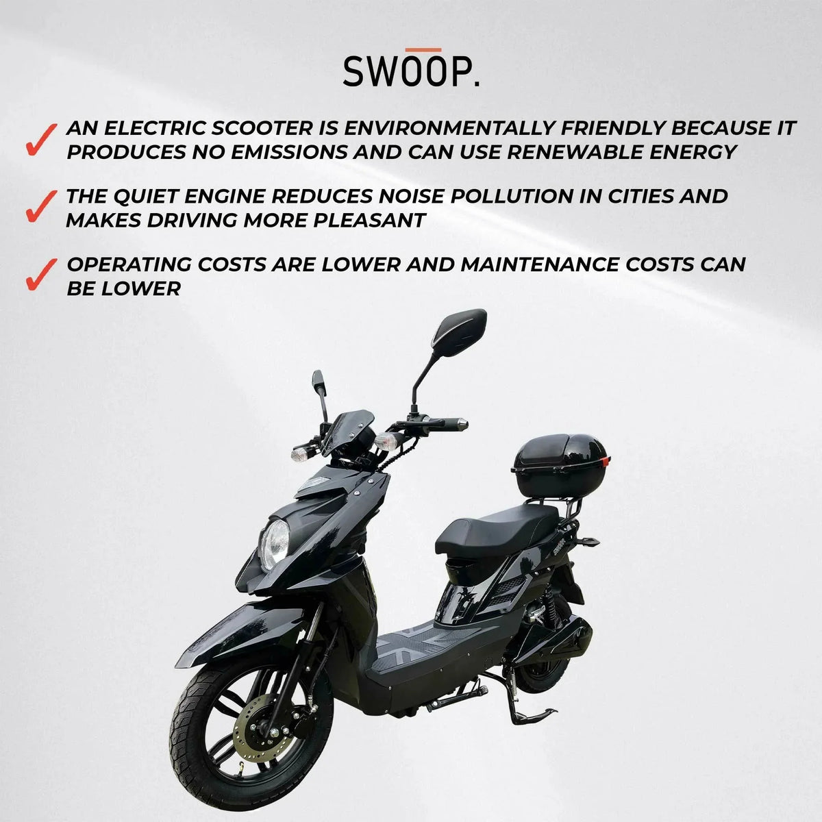 Swoop Elegante E-Scooter Elektroroller Schwarz 1000W