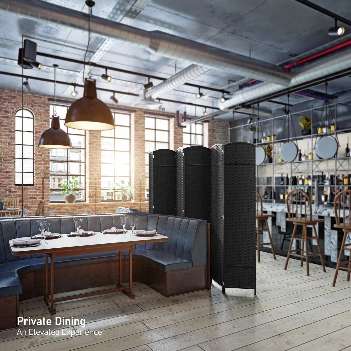 6 Panel Room Divider. 6ft Tall Extra Wide Folding Privacy Screen with Hand-Woven Mesh Panels