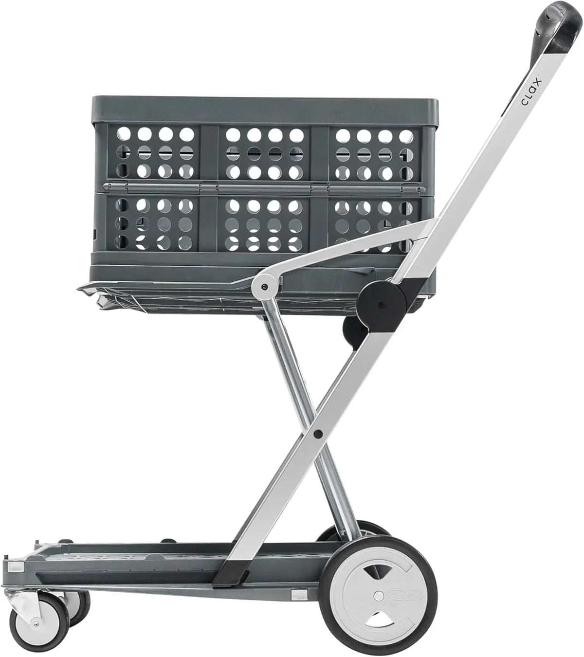 Vielseitig einsetzbare. funktionale. zusammenklappbare Karren | Mobiler Klappwagen | Einkaufswagen mit Aufbewahrungskiste (schwarz)