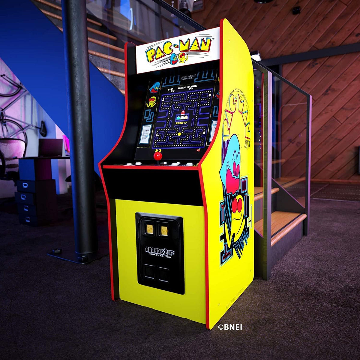 Bandai's Pac-Man classic version. featuring 12 games. and an arcade machine that is 4 feet in size.