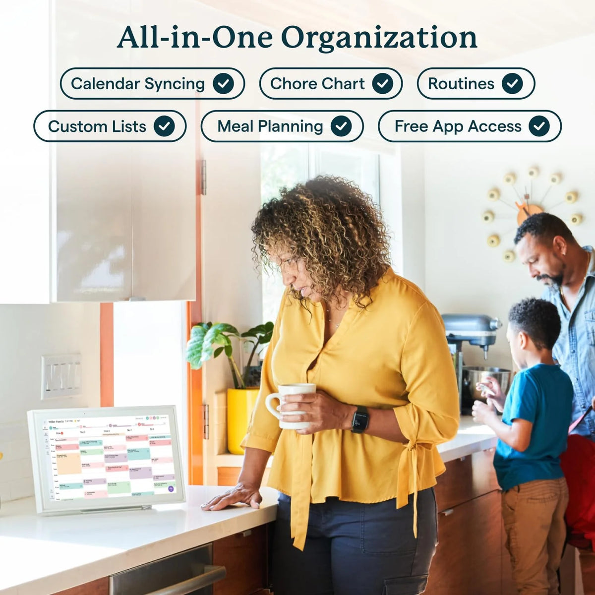 15 Inch Digital Wall Planner & Chore Chart. Smart Family Calendar Organizer Display for Home Organization
