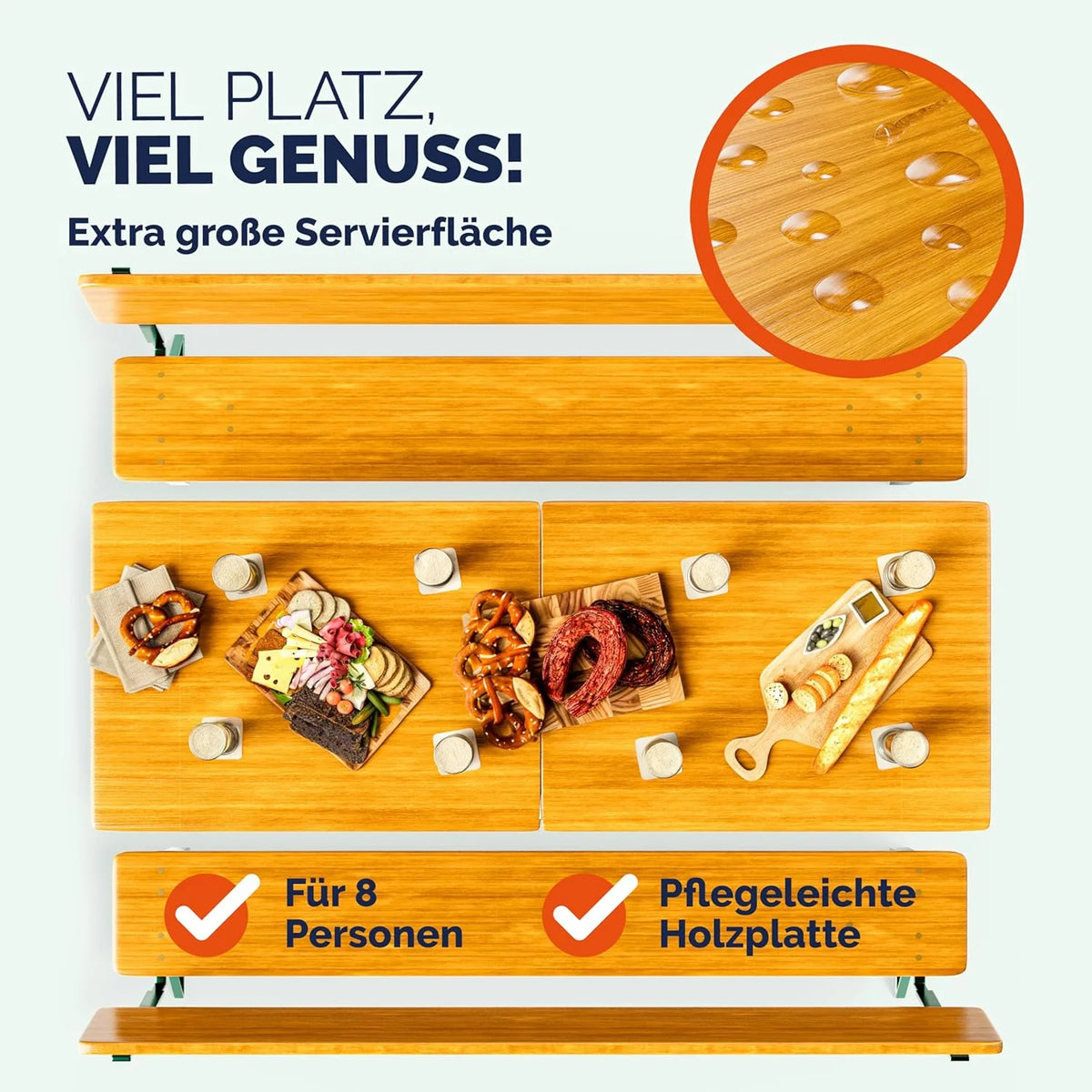 Casaria Bierzeltgarnitur mit Lehne 170 cm Klappbar Stabil 2X Bierbank 1x Breiter Tisch Holz Biertischgarnitur Festzeltgarnitur Biergartengarnitur