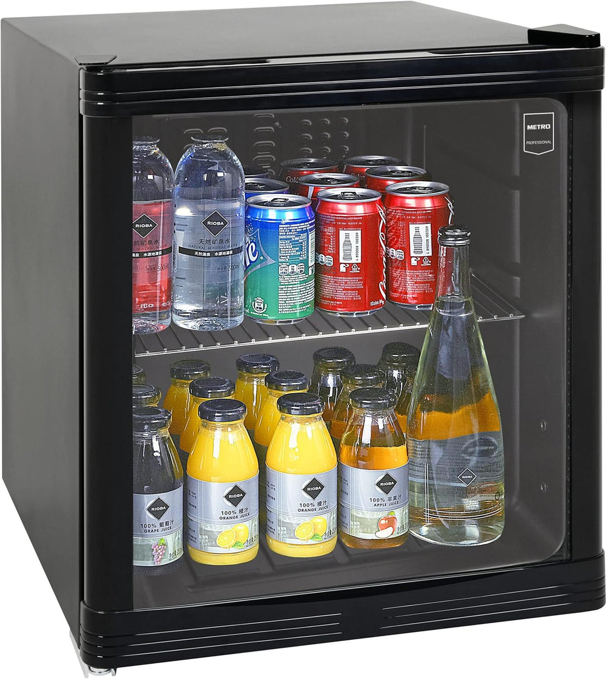 METRO Professional Mini-Kühlschrank GPC1046. Edelstahl/Glas. 43 x 48 x 51.5 cm. 46 L. schwarz