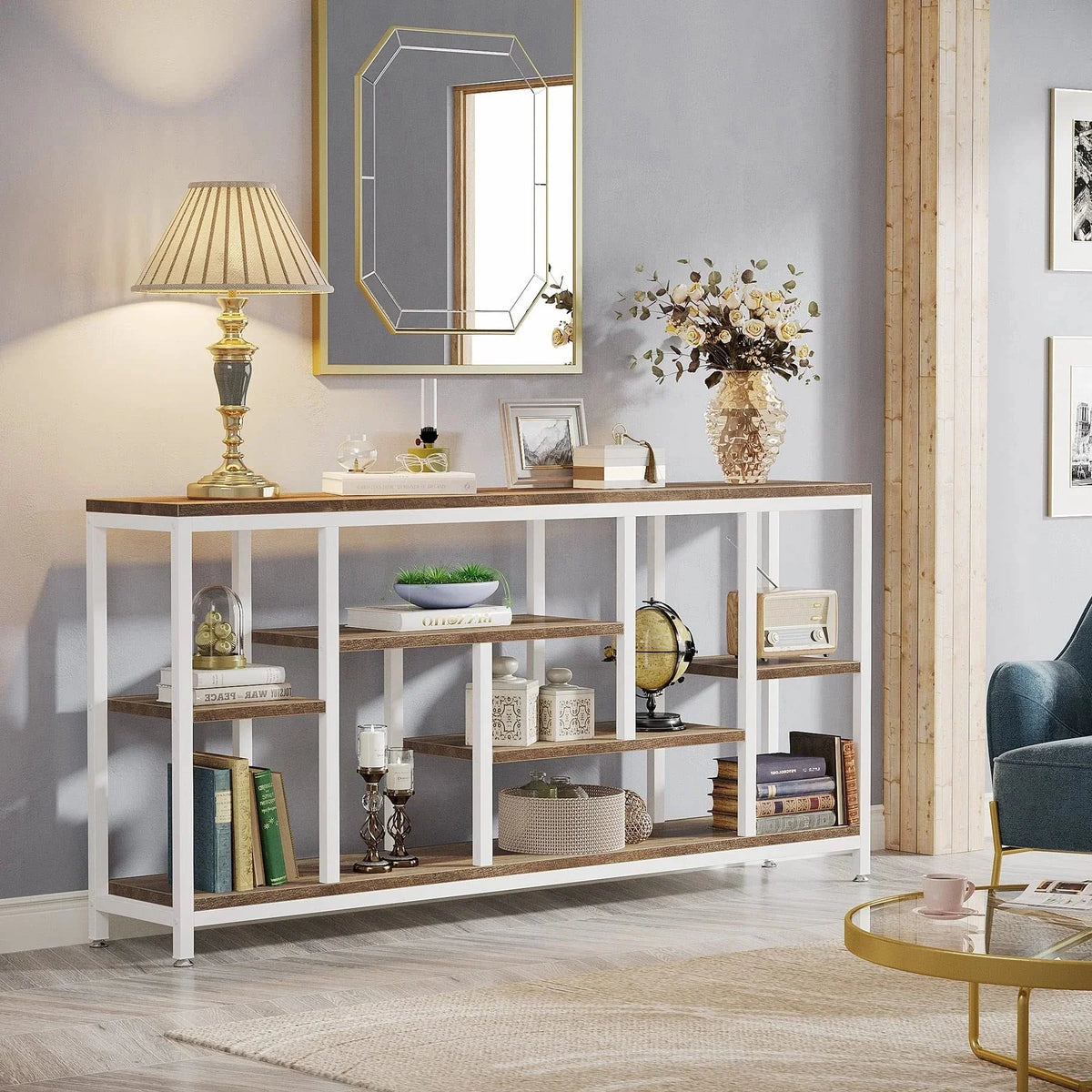 70.9 Inch Console Sofa Table with Storage. 3-Tier Entryway Table for Hallway