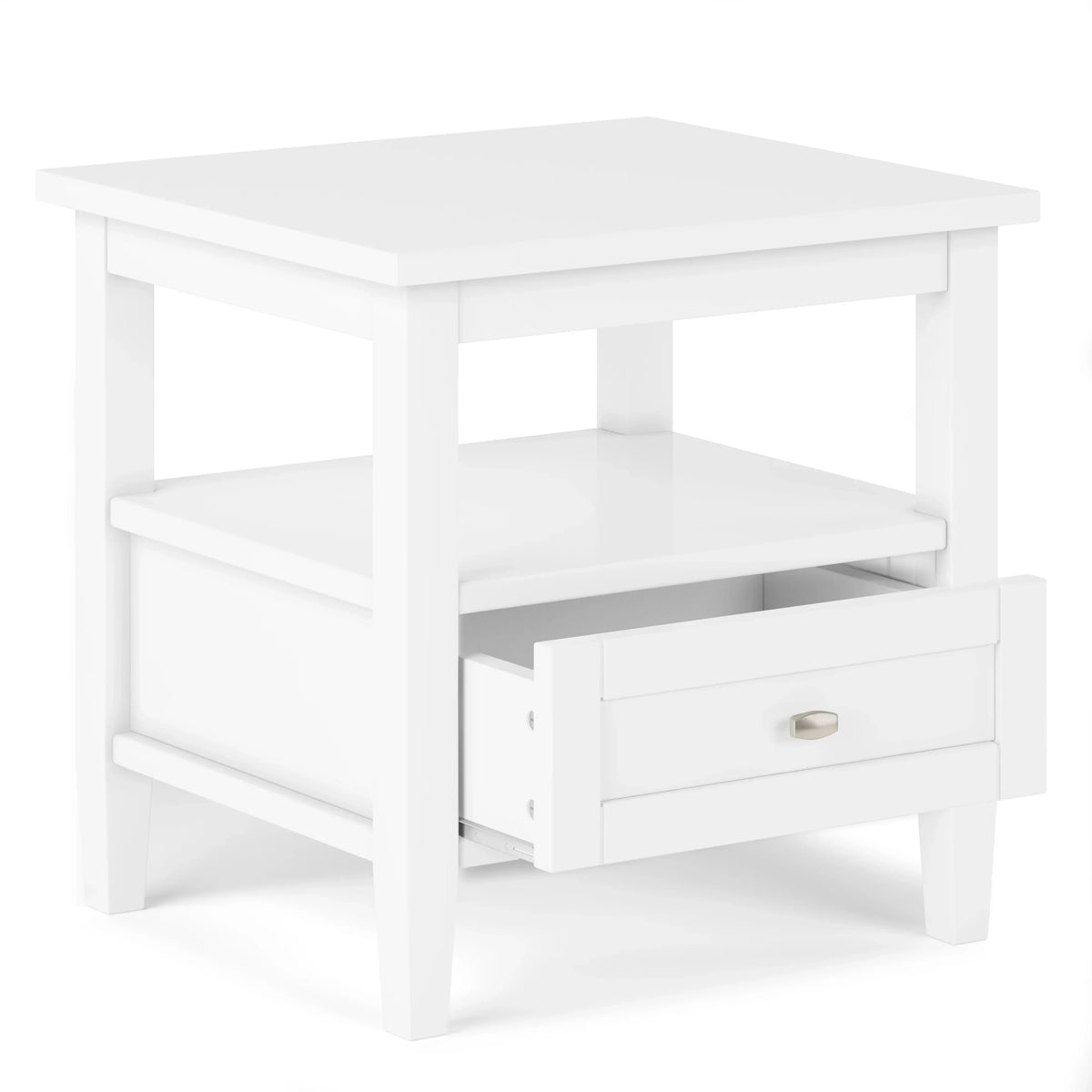 20 Inch Wide Solid Wood Rectangle End Table. Transitional Side Table