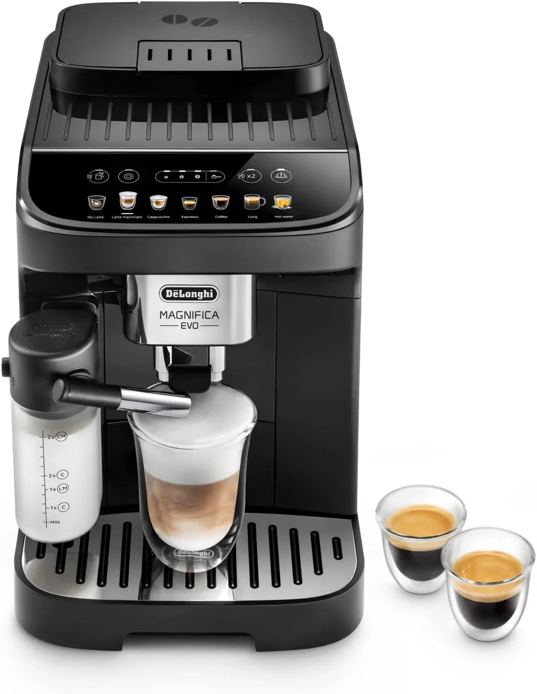 De'Longhi Magnifica Evo ECAM 292.81.B Kaffeevollautomat mit LatteCrema Milchsystem. 7 Direktwahltasten für Cappuccino. Espresso und weitere