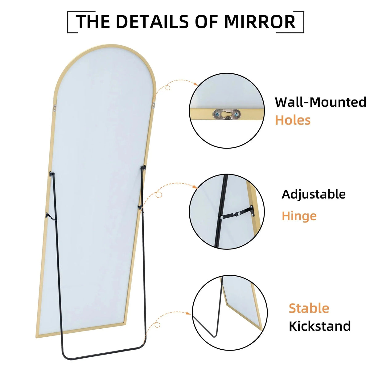 64x21 Full Length Floor Mirror. Large Full Body Aluminum Alloy Frame Standing Mirror with Stand and Wall Mount Option