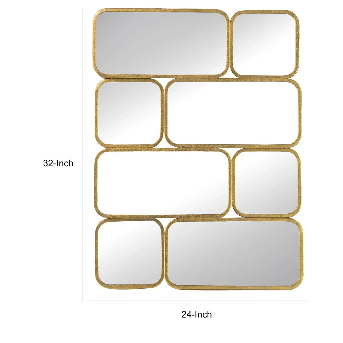 32 Inch Luxury Wall Decor Mirror. 8 Gold Finish Curved Metal Frames